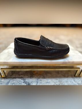 Flag Ltd Boys Turbo Leather Penny Driver Loafer in Black - 2M